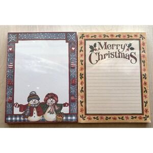 Vtg Main St Press Christmas Note Pad LOT of 2 NIP Baldwin Stouffer Snowmen Holly